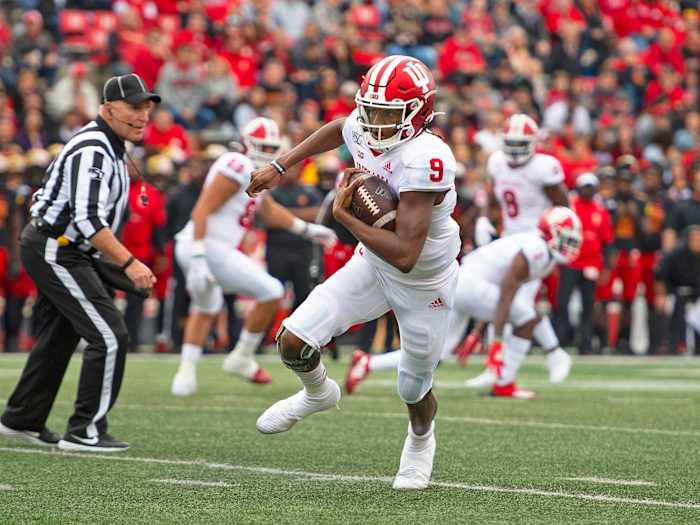 Indiana QB Michael Penix Jr. runs in a 2019 game vs. Maryland